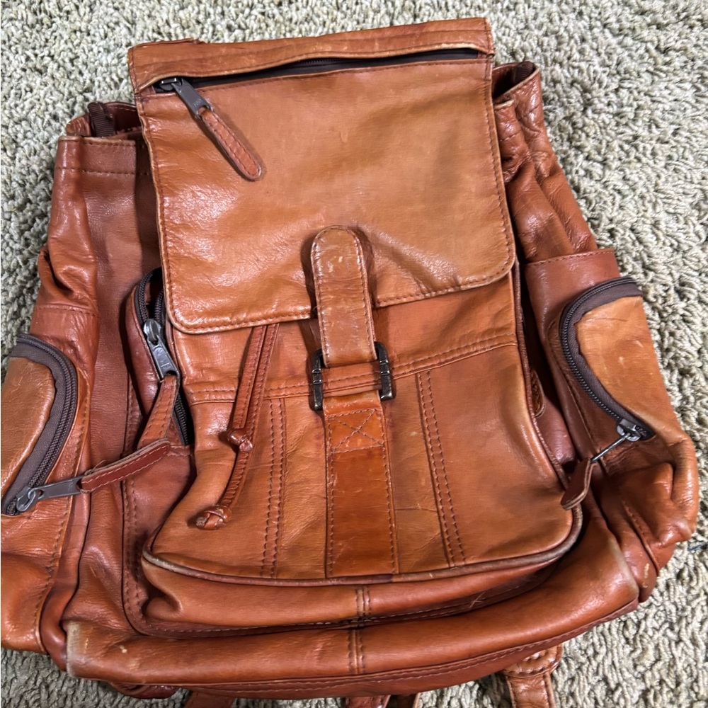 Brown Leather Backpack